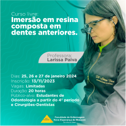 INSCRIÇÕES ABERTAS! Curso Livre de Imersão em Resina Composta em Dentes Anteriores