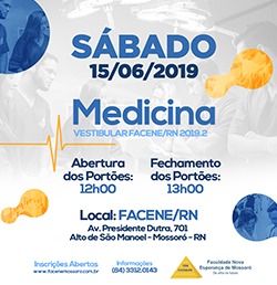 LOCAL, DATA E HORÁRIO DO VESTIBULAR DE MEDICINA FACENE/RN