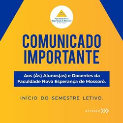 ATENÇÃO AO COMUNICADO – RETORNO DO SEMESTRE LETIVO