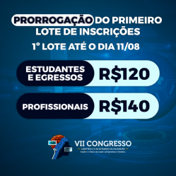 Prorrogado 1º Lote do VII Congresso Científico de Extensão da Facene/RN