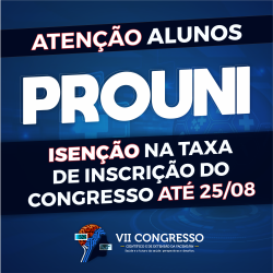 Taxa de inscrição para congressistas PROUNI