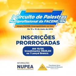 PRORROGADAS INSCRIÇÕES PARA O I CIRCUITO DE PALESTRAS