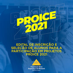 SELEÇÃO PARA PARTICIPAÇÃO DE ALUNOS DA FACENE/RN EM PROJETOS DE INICIAÇÃO CIENTÍFICA E DE EXTENSÃO (PROICE 2021)