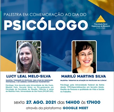 A COORDENAÇÃO DO CURSO DE PSICOLOGIA EM PARCERIA COM O NÚCLEO DE PESQUISA E EXTENSÃO ACADÊMICA-NUPEA, ABREM INSCRIÇÕES PARA PALESTRA EM COMEMORAÇÃO AO DIA DO PSICÓLOGO.
