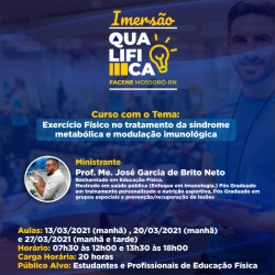 ATENÇÃO! CONTINUAM ABERTAS AS INSCRIÇÕES PARA O CURSO IMERSÃO QUALIFICA: EXERCÍCIO FÍSICO NO TRATAMENTO DA SÍNDROME METABÓLICA E MODULAÇÃO IMUNOLÓGICA