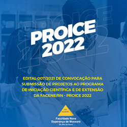 Chamada para submissão de projetos ao programa de iniciação científica e de extensão da FACENE/RN